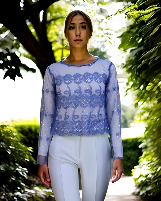 white lace top tulle top special occasion. special sparkle red lace top purple pink lace top long sleeve lace top lace top lace fabric lace flowers feminine fashion evining wear embroidery elegant night elegant crop top cobalt blue lace tulle top cobalt blue blue black lace top